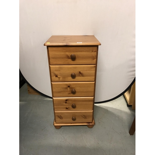 357 - MODERN PINE 5 DRAWER WELLINGTON CHEST - H 36