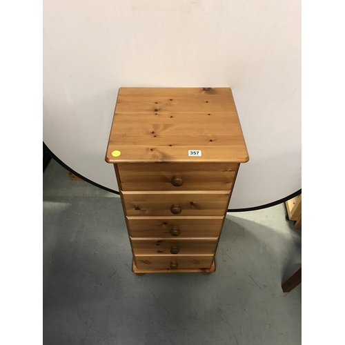 357 - MODERN PINE 5 DRAWER WELLINGTON CHEST - H 36