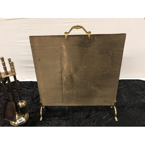 360 - BRASS FIRE SCREEN AND COMPANION SET