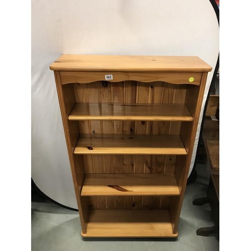 362 - MODERN PINE OPEN BOOKCASE - H 59