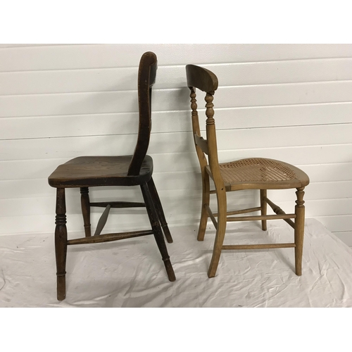 368 - VICTORIAN FARMHOUSE KITCHEN CHAIR AND A CARVED BEDROOM CHAIR WITH BEGERE SEAT A/F