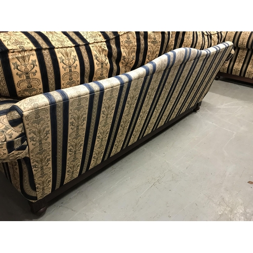 372 - BLUE STRIPE 3 SEATER 2 SEATER AND 2 CHAIRS WITH MATCHING SCATTER CUSHIONS AND COVERS AND EXTRA CUSHI... 