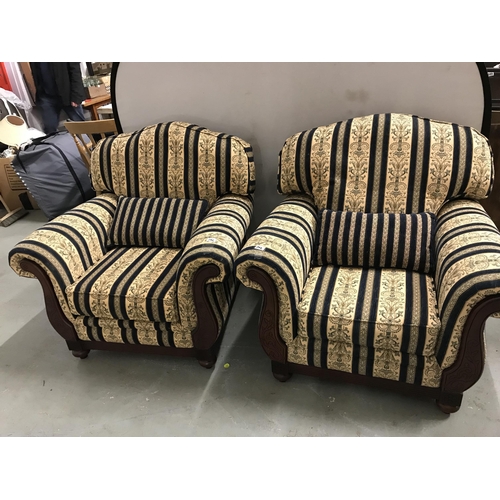 372 - BLUE STRIPE 3 SEATER 2 SEATER AND 2 CHAIRS WITH MATCHING SCATTER CUSHIONS AND COVERS AND EXTRA CUSHI... 