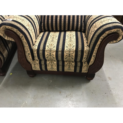 372 - BLUE STRIPE 3 SEATER 2 SEATER AND 2 CHAIRS WITH MATCHING SCATTER CUSHIONS AND COVERS AND EXTRA CUSHI... 