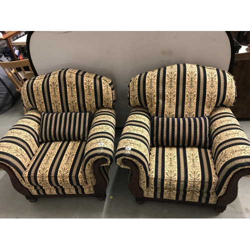 372 - BLUE STRIPE 3 SEATER 2 SEATER AND 2 CHAIRS WITH MATCHING SCATTER CUSHIONS AND COVERS AND EXTRA CUSHI... 