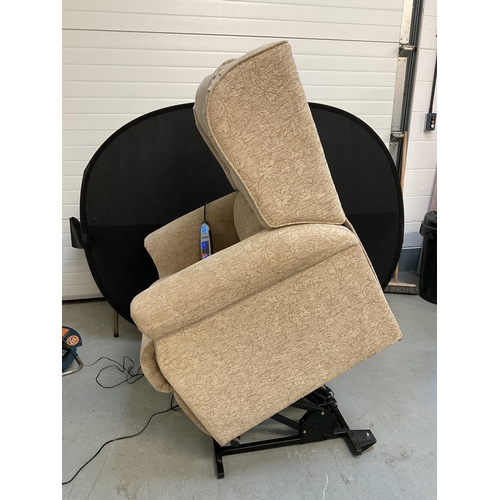 328 - BEIGE FABRIC ELECTRIC RISE AND RECLINE ARMCHAIR AND MASSAGER