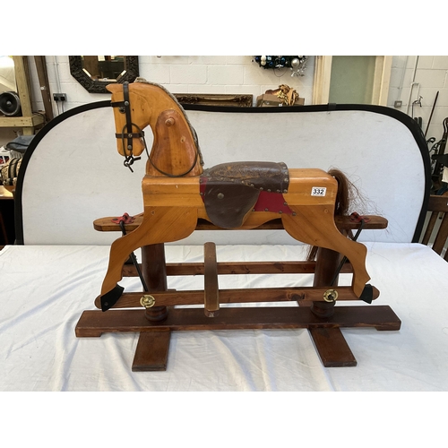 332 - VINTAGE WOODEN CHILDS ROCKING HORSE COMPLETE WITH SADDLE - H 30