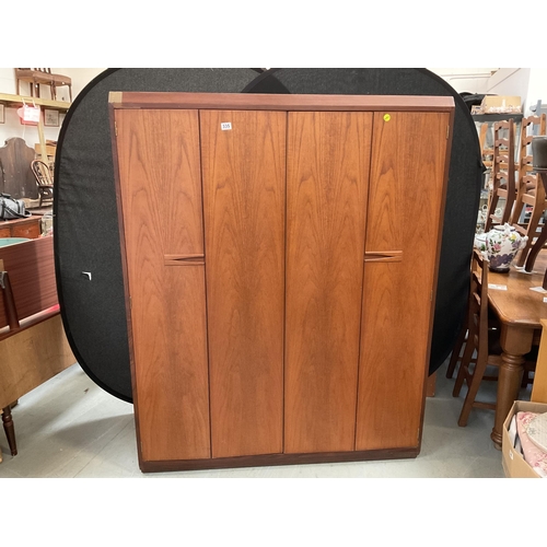 335 - RETRO TEAK DOUBLE WARDROBE WITH BI FOLD DOORS A/F - H 68