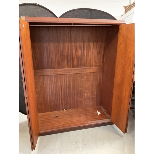 335 - RETRO TEAK DOUBLE WARDROBE WITH BI FOLD DOORS A/F - H 68