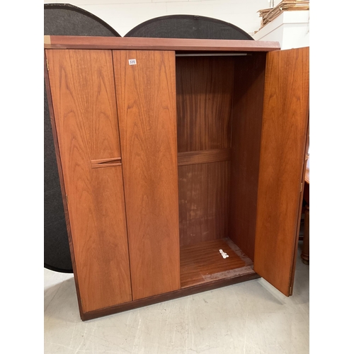 335 - RETRO TEAK DOUBLE WARDROBE WITH BI FOLD DOORS A/F - H 68