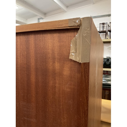 335 - RETRO TEAK DOUBLE WARDROBE WITH BI FOLD DOORS A/F - H 68