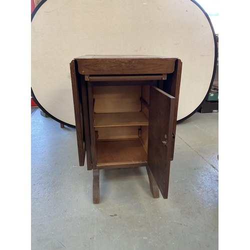 344 - VINTAGE OAK DROP LEAF TABLE FITTED WITH IRONING BOARD - H 30