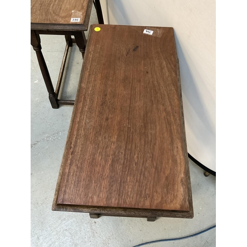 346 - PAIR OF VINTAGE MAHOGANY STRETCHERED BAR TABLES A/F - H 29