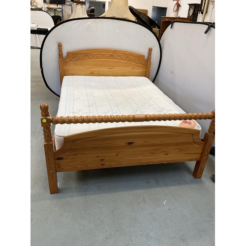 350 - PINE DOUBLE BED COMPLETE WITH MATTRESS A/F