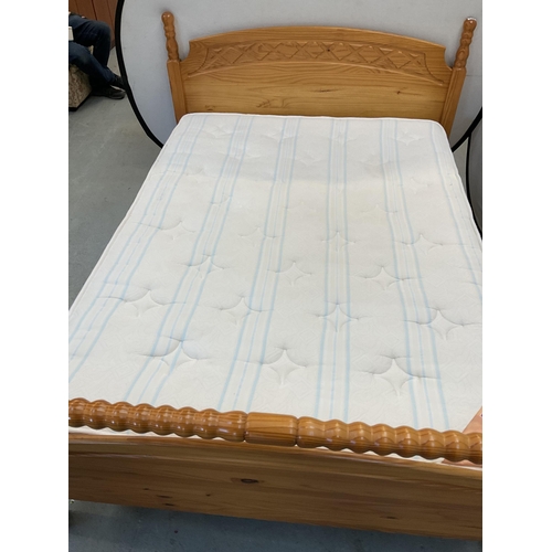 350 - PINE DOUBLE BED COMPLETE WITH MATTRESS A/F