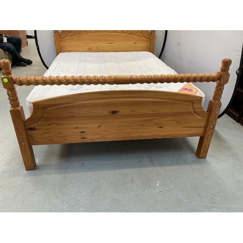 350 - PINE DOUBLE BED COMPLETE WITH MATTRESS A/F