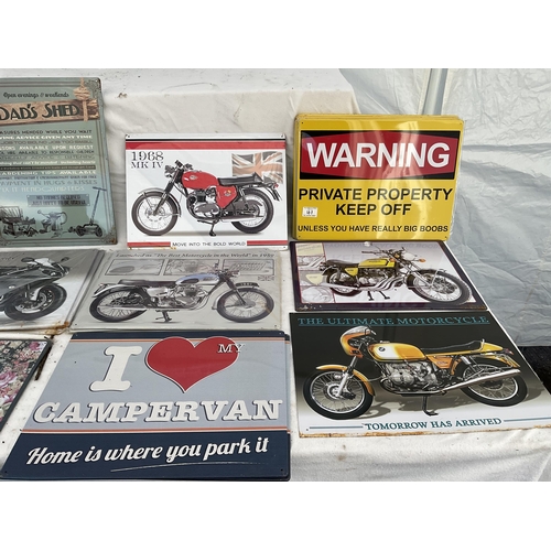 41 - CRATE OF REPRODUCTION METAL SIGNS X 50