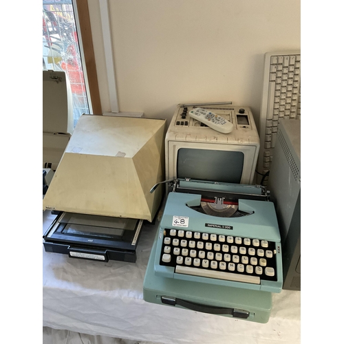 48 - 2 CRATES OF VINTAGE ELECTRIC ITEMS TO INCLUDE HEATER, TYPEWRITER ADDING MACHINE ETC