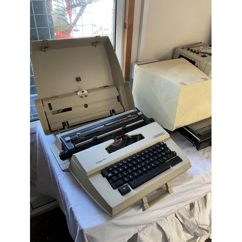 48 - 2 CRATES OF VINTAGE ELECTRIC ITEMS TO INCLUDE HEATER, TYPEWRITER ADDING MACHINE ETC