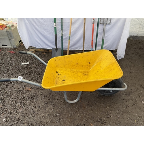 68 - GARDEN WHEEL BARROW AND GARDEN TOOLS