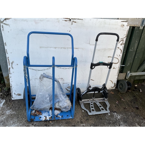 142 - DOUBLE HEAVY DUTY SACK TRUCK AND FOLDING TROLLEY