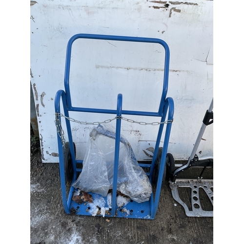 142 - DOUBLE HEAVY DUTY SACK TRUCK AND FOLDING TROLLEY