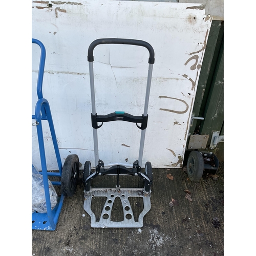 142 - DOUBLE HEAVY DUTY SACK TRUCK AND FOLDING TROLLEY