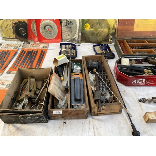 146 - LARGE CRATE OF DRILL BITS, ETC