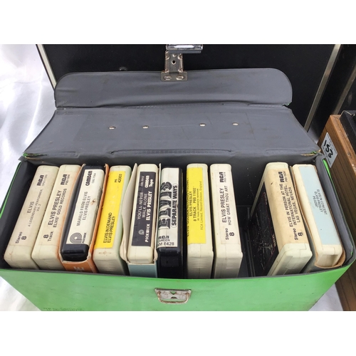 153 - QTY OF VINTAGE 8 TRACK PLAYERS AND TAPES ETC