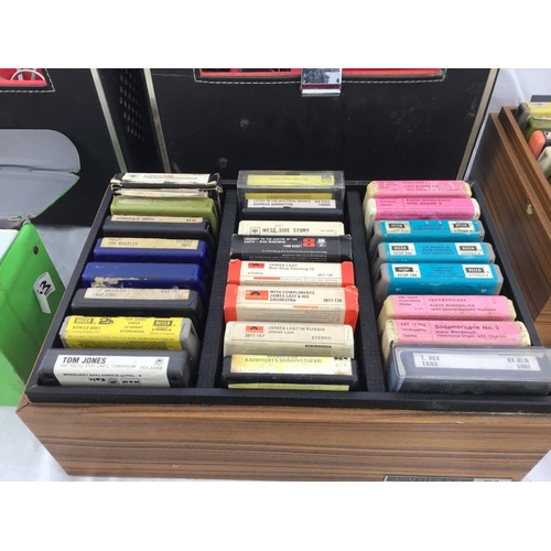 153 - QTY OF VINTAGE 8 TRACK PLAYERS AND TAPES ETC