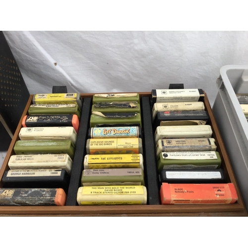 153 - QTY OF VINTAGE 8 TRACK PLAYERS AND TAPES ETC