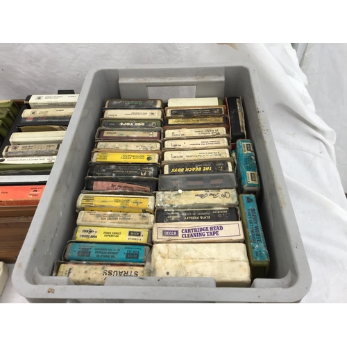 153 - QTY OF VINTAGE 8 TRACK PLAYERS AND TAPES ETC