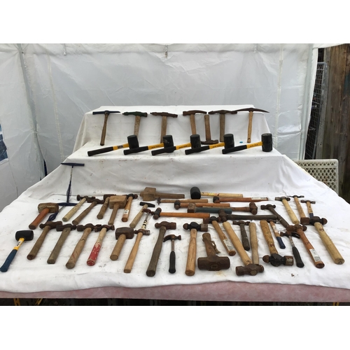 165 - CRATE OF VARIOUS HAMMERS