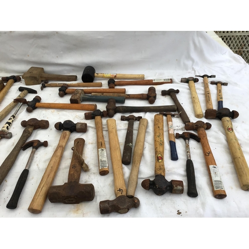 165 - CRATE OF VARIOUS HAMMERS