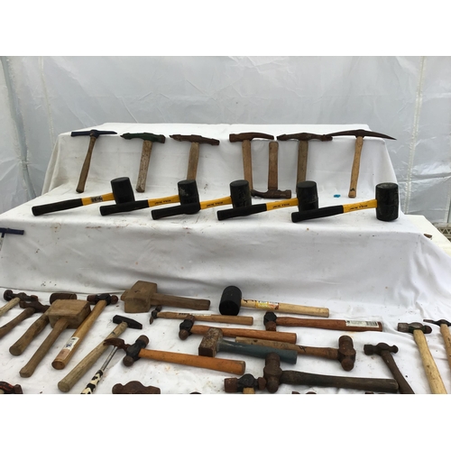 165 - CRATE OF VARIOUS HAMMERS