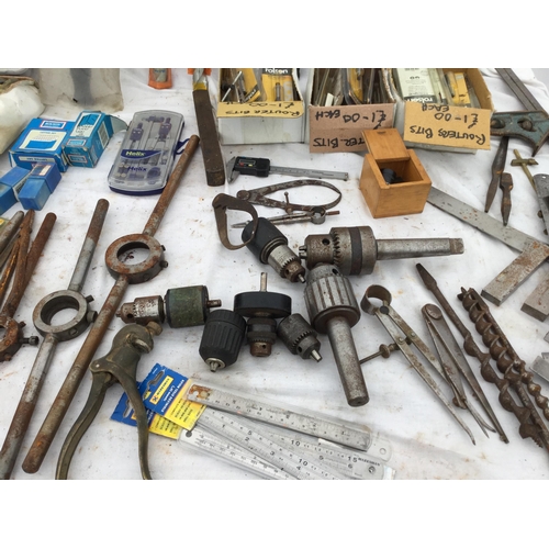 191 - 2 CRATES OF HARDWARE TO INCLUDE TOOLS, SHARPENING STONES , GAUGES ETC