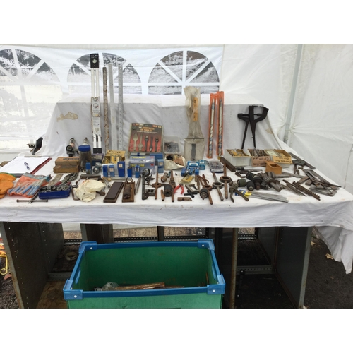 191 - 2 CRATES OF HARDWARE TO INCLUDE TOOLS, SHARPENING STONES , GAUGES ETC