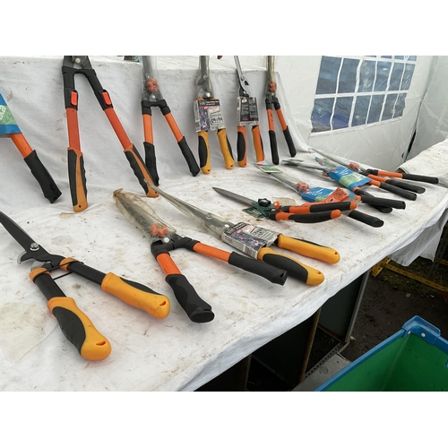 205 - CRATE OF GARDEN SHEARS