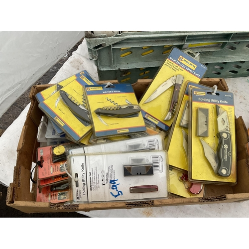 209 - 4 CRATES AND 4 PLASTIC TRAYS OF HARDWARE TOOLS ETC