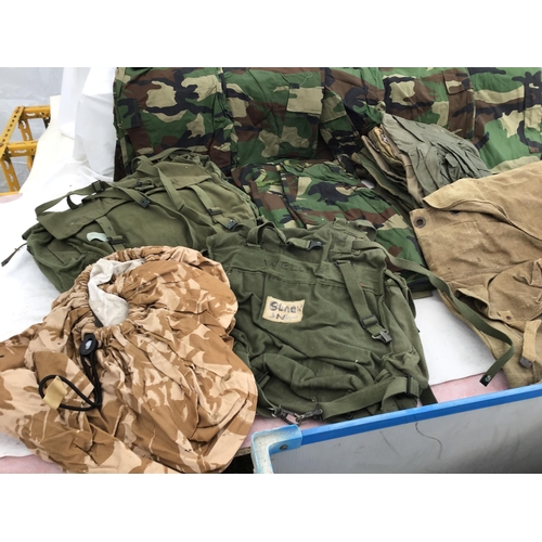 230 - 3 CRATES OF CAMOUFLAGE HATS AND CLOTHING