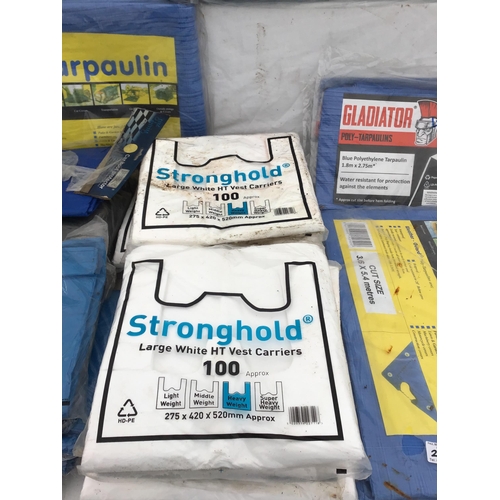 246 - LARGE QTY OF BRAND NEW TARPAULINS ETC