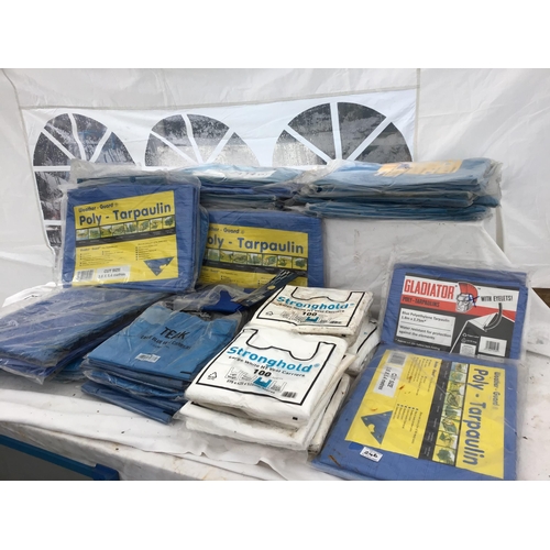 246 - LARGE QTY OF BRAND NEW TARPAULINS ETC