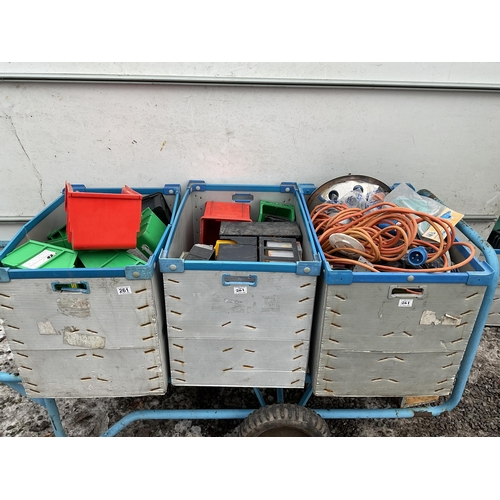 261 - 2 CRATES OF SCREW ORGANISERS AND CRATE OF HARDWARE