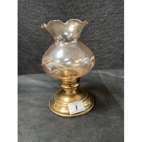 1 - BRASS OIL LAMP AND A SMALL TABLE LAMP H16