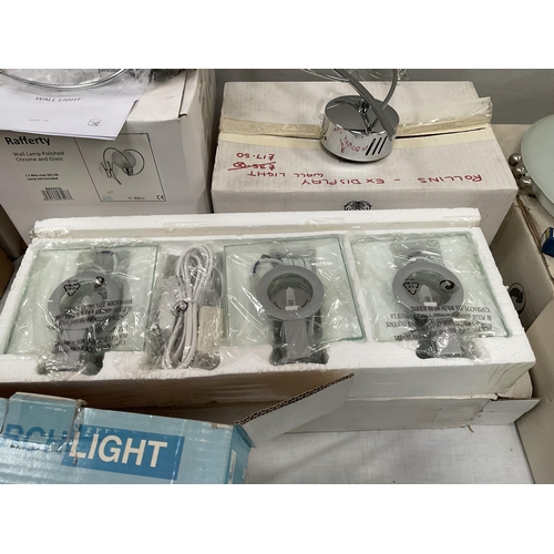 10 - 2 BOXES TO INCLUDE CEILING LIGHTS, LIGHT FITTINGS, OUTDOOR LIGHT, SPOTLIGHT BULBS ETC