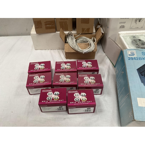 10 - 2 BOXES TO INCLUDE CEILING LIGHTS, LIGHT FITTINGS, OUTDOOR LIGHT, SPOTLIGHT BULBS ETC