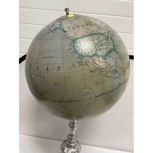 2 - LARGE WORLD GLOBE ON STAND A/F H34