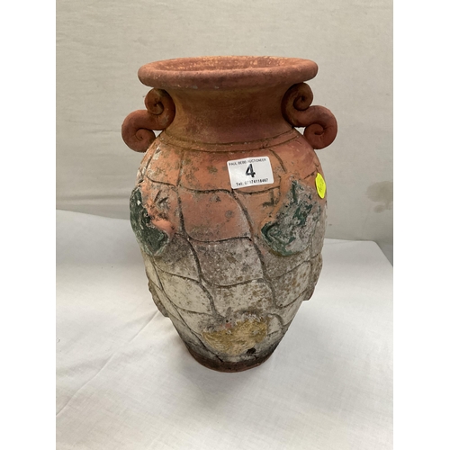 4 - 3 VINTAGE TERRACOTTA GARDEN URNS/VASES A/F - H14