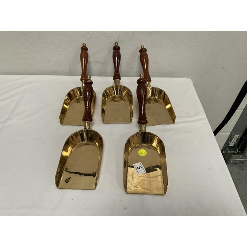 5 - 5 REPRODUCTION BRASS COAL SHOVELS L14