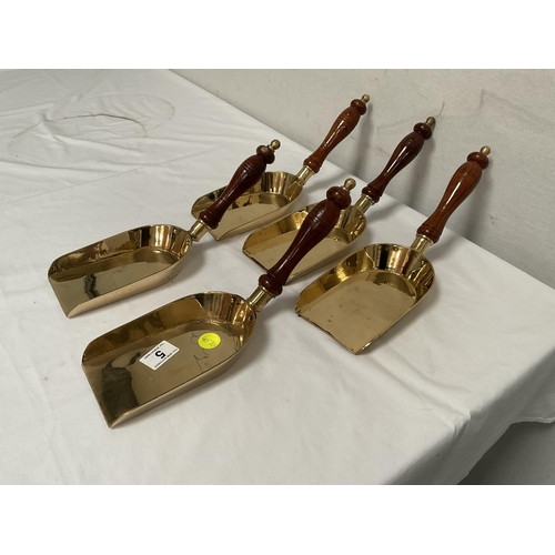 5 - 5 REPRODUCTION BRASS COAL SHOVELS L14